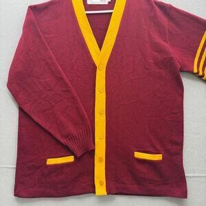 Vintage 1970s scholastic arista cardigan 2xl red yellow